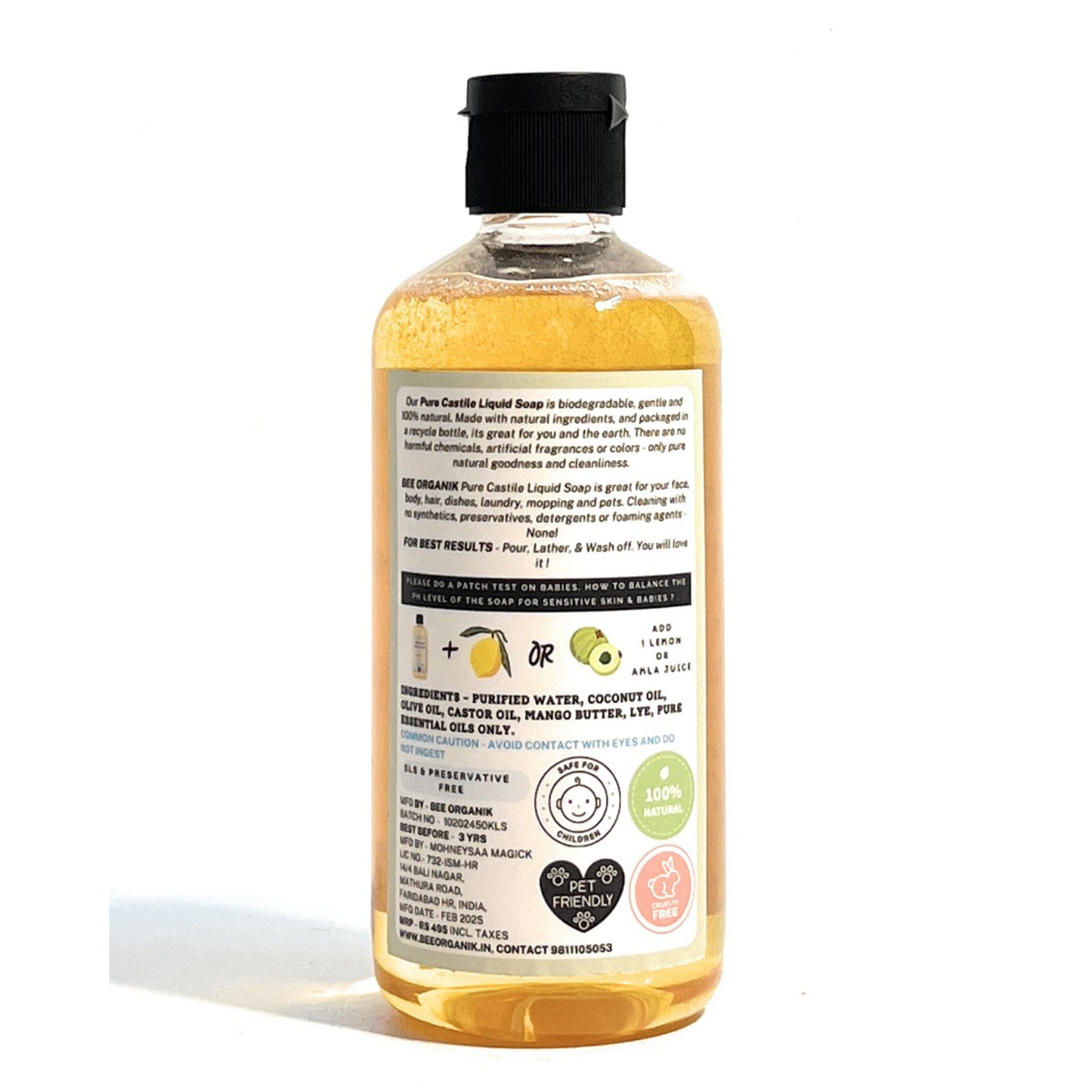 LEMON & LIME PURE LIQUID CASTILE SOAP 300ml