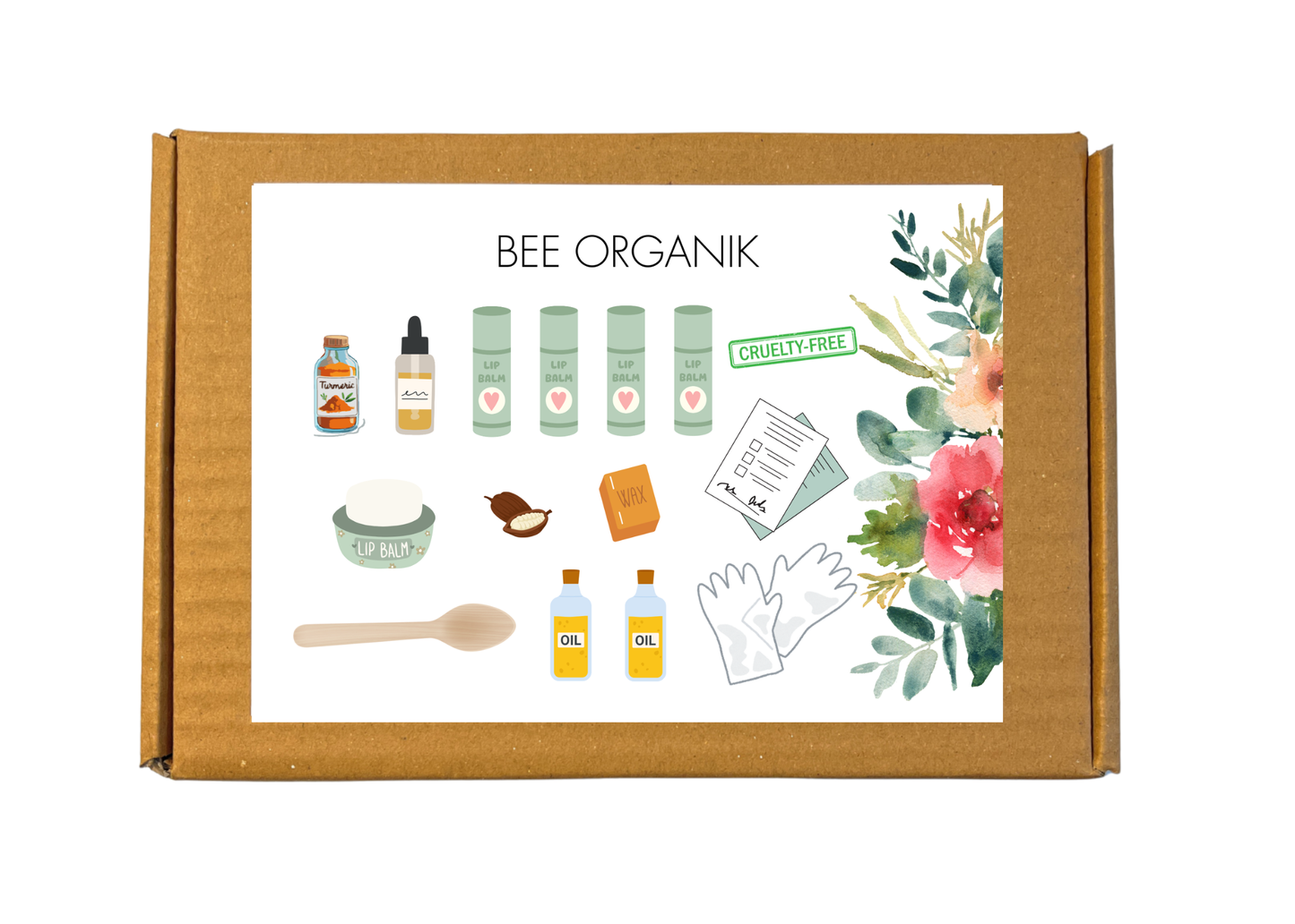 Bee Organik Make Your Own Organic Lip Balms | Learn Lip Balm Making through Easy Instructions |Perfume & Paraben Free | Makes 5 Lip Balm Jars