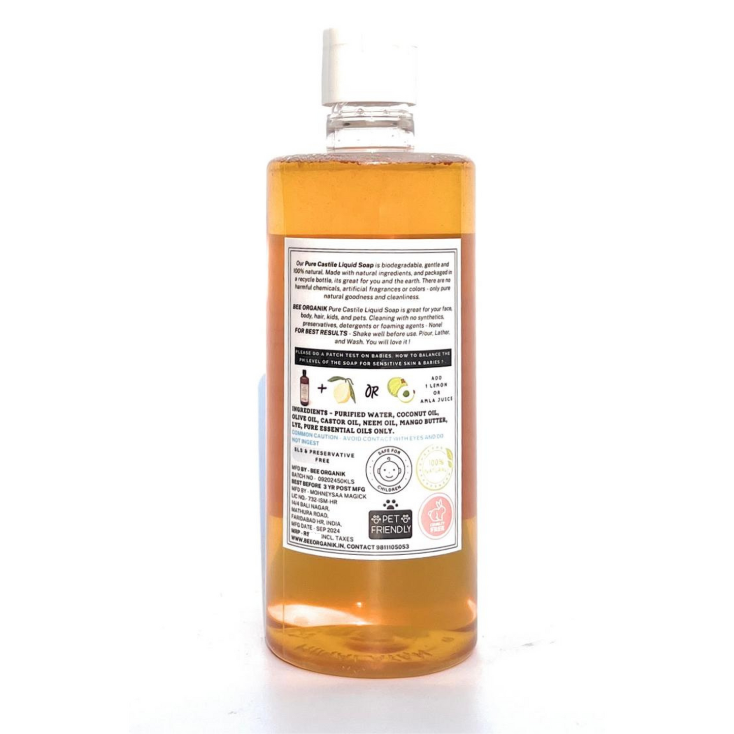 NEEM & LEMONGRASS PURE LIQUID CASTILE SOAP 500ml