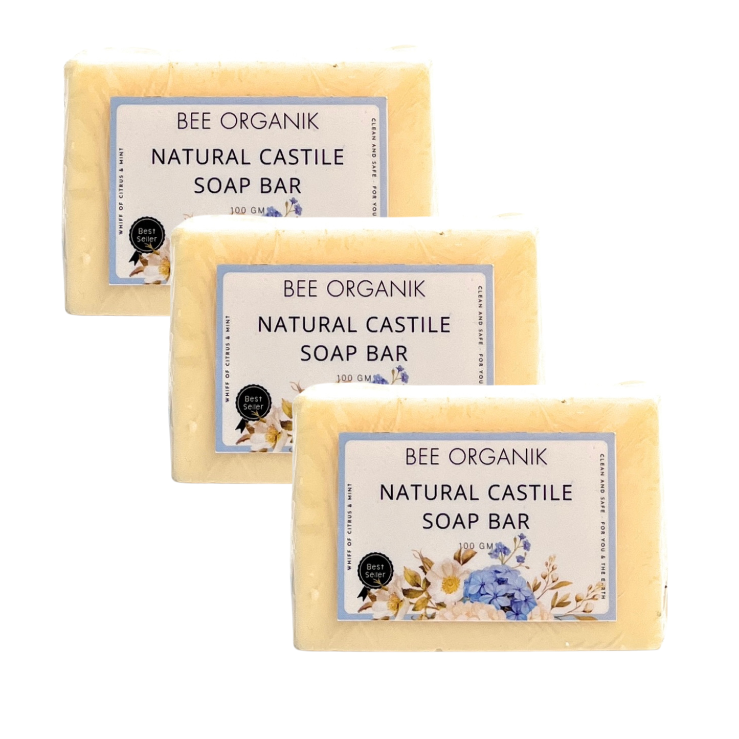 NATURAL CASTILE SOAP BARS 300g (3 pcs 100g each)