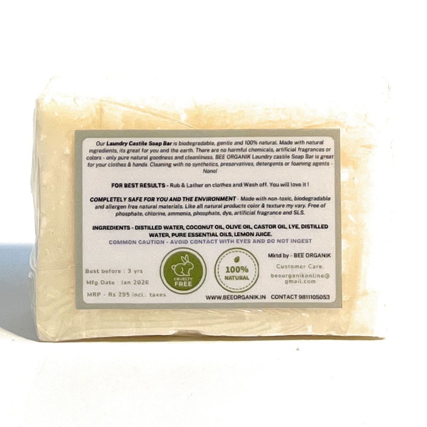 NATURAL CASTILE SOAP BARS 300g (3 pcs 100g each)