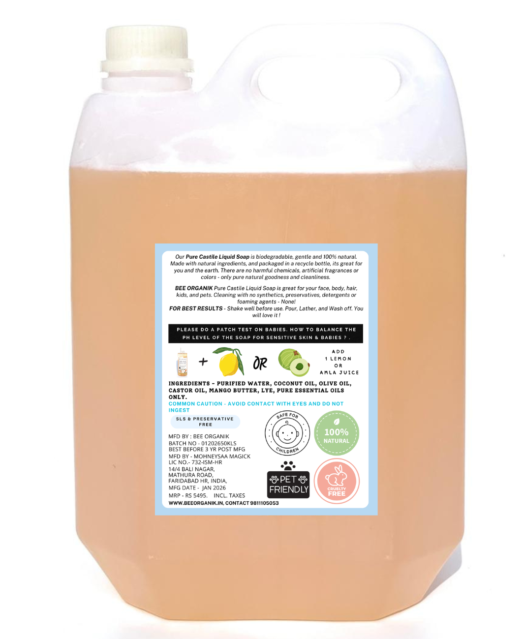 LAVENDER PURE LIQUID CASTILE SOAP 5 litre