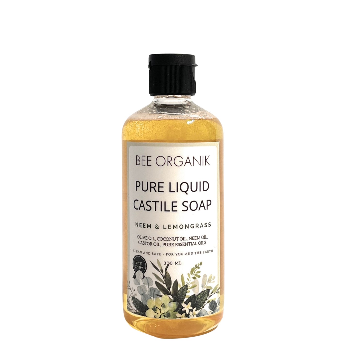 NEEM & LEMONGRASS PURE LIQUID CASTILE SOAP 300ml
