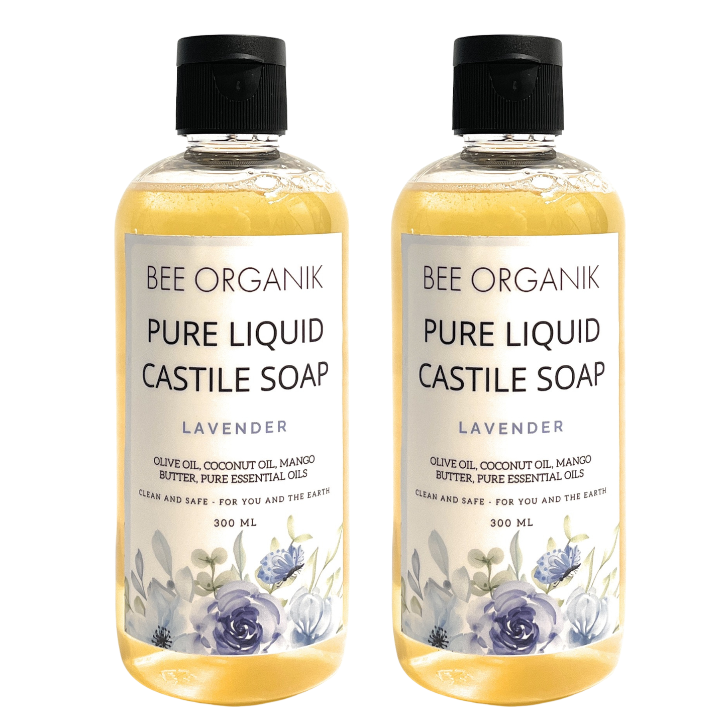 LAVENDER Pure Liquid Castile Soap 300ml (2 pcs)