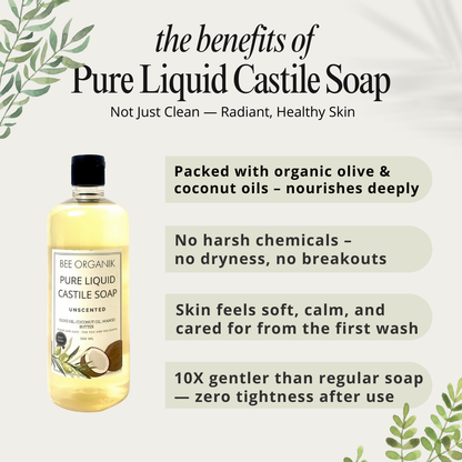 UNSCENTED Pure Liquid Castile Soap 300ml (2 pcs)