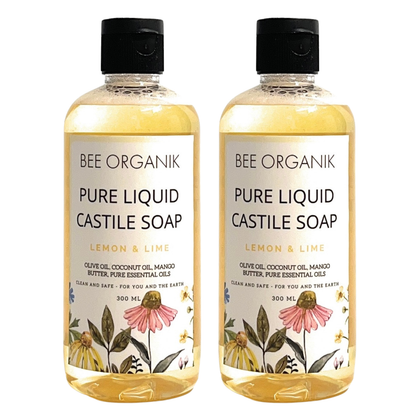 LEMON & LIME Pure Liquid Castile Soap 300ml (2 pcs)