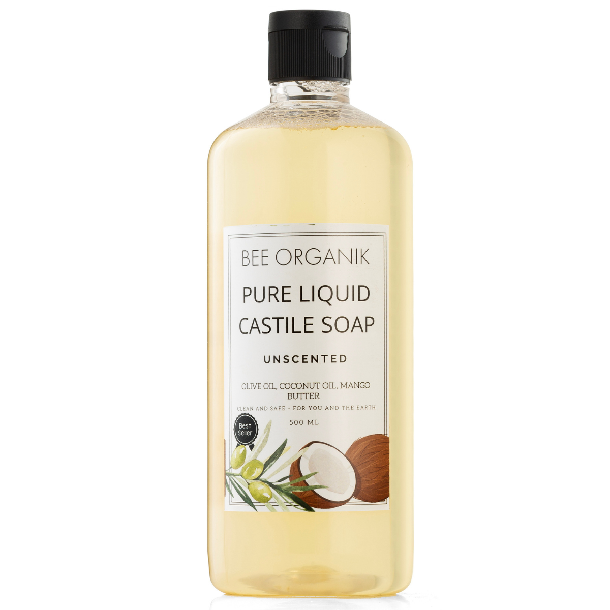 Unscented Pure Liquid Castile Soap 500ml