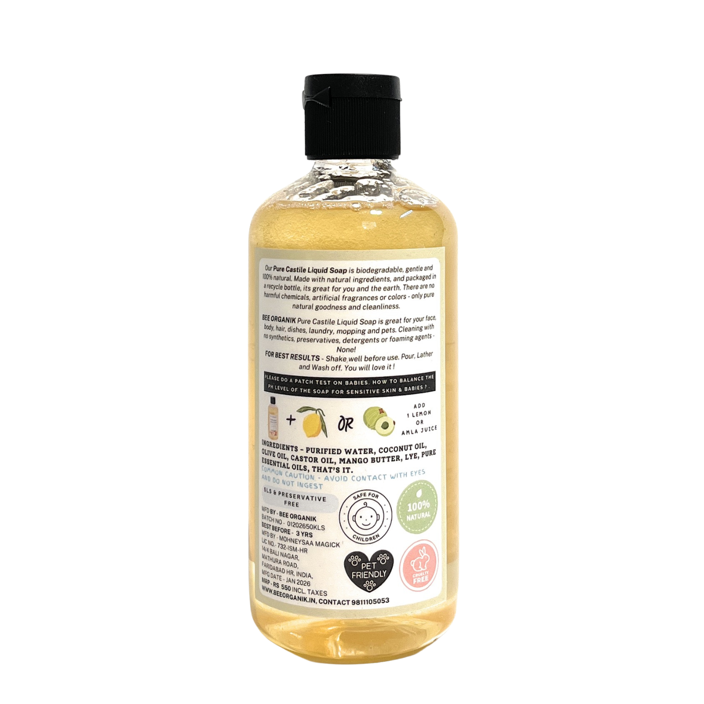 ORANGE & BERGAMOT PURE LIQUID CASTILE SOAP 300ml