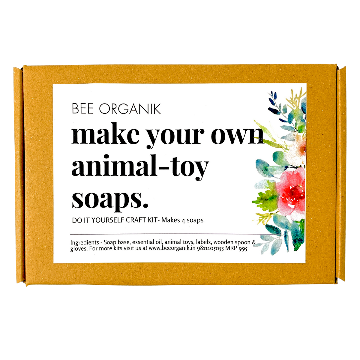 Bee Organik Make Your Own Animal Toy Soaps | Learn Soap Making through Easy Instructions | SLS & Paraben Free Soap | Makes 4 Soap Bars