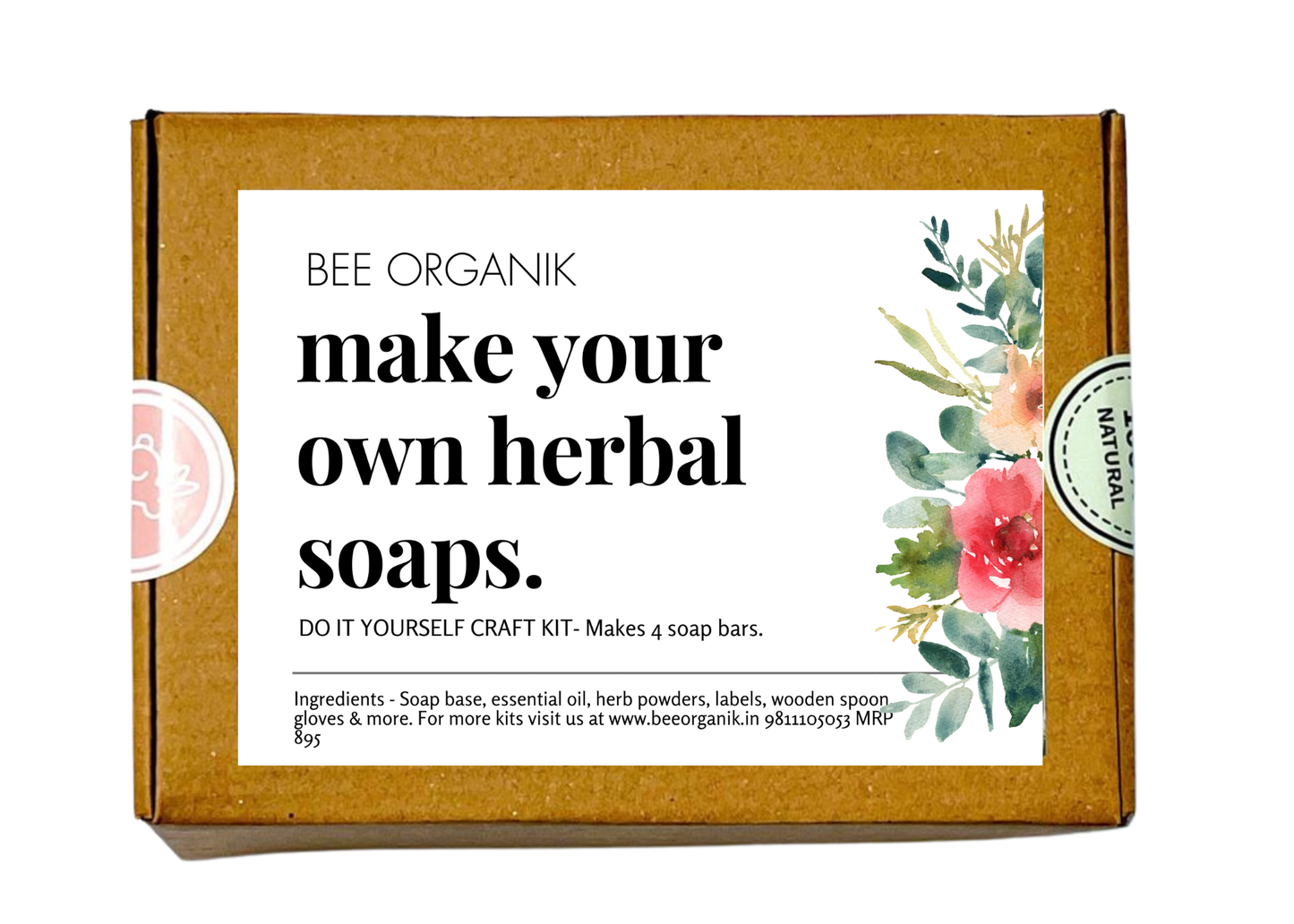 Bee Organik Make Your Own Herbal Soaps | Learn Soap Making through Easy Instructions | SLS & Paraben Free Soap | Makes 4 Soap Bars (Copy)