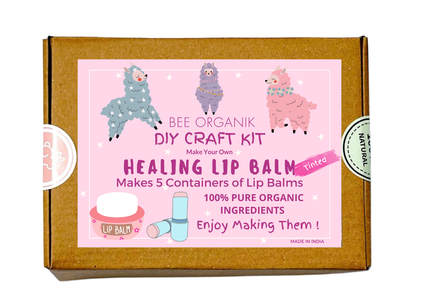 Bee Organik Gift Healing Lip Balm DIY Kit - Llama