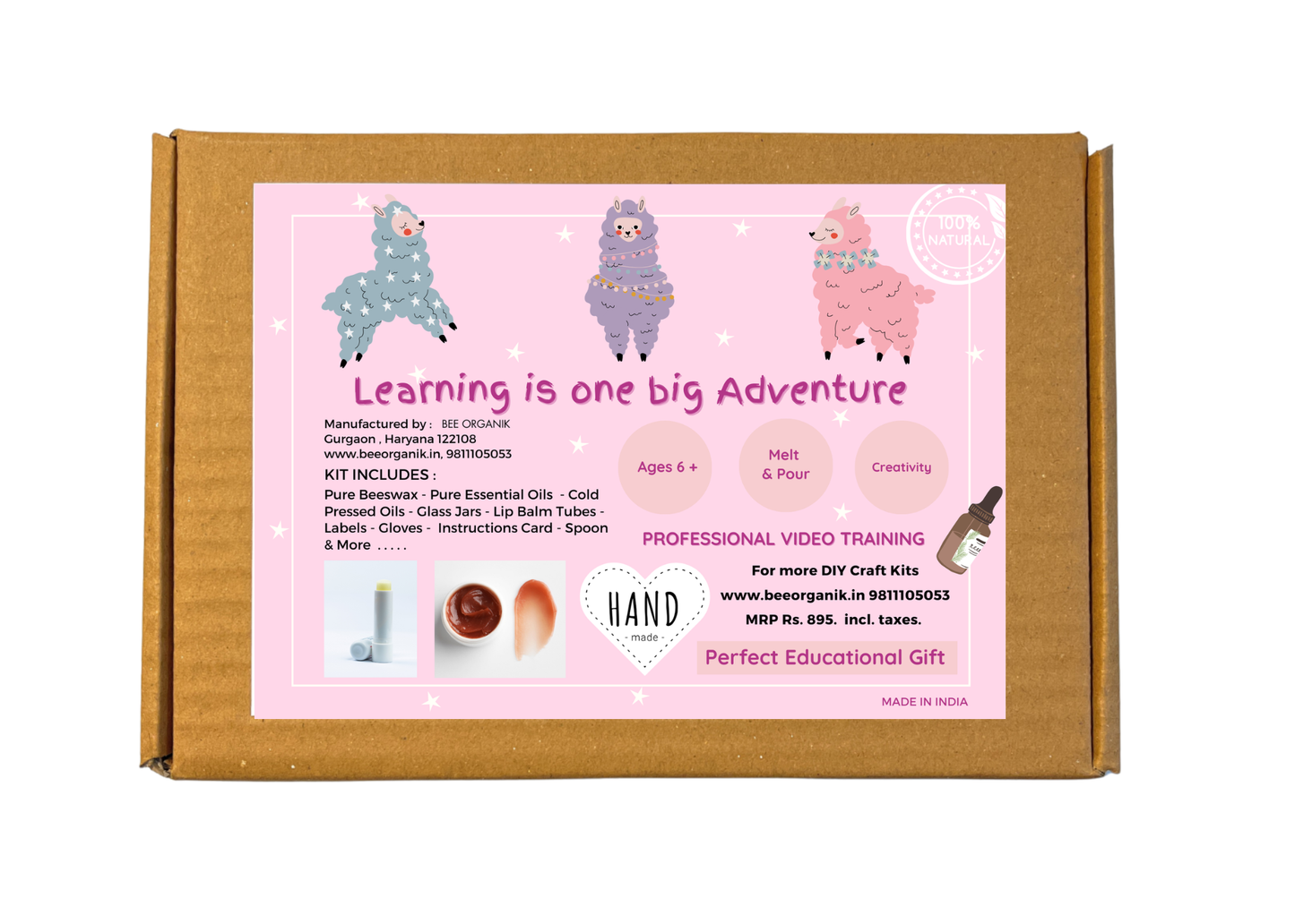Bee Organik Gift Healing Lip Balm DIY Kit - Llama
