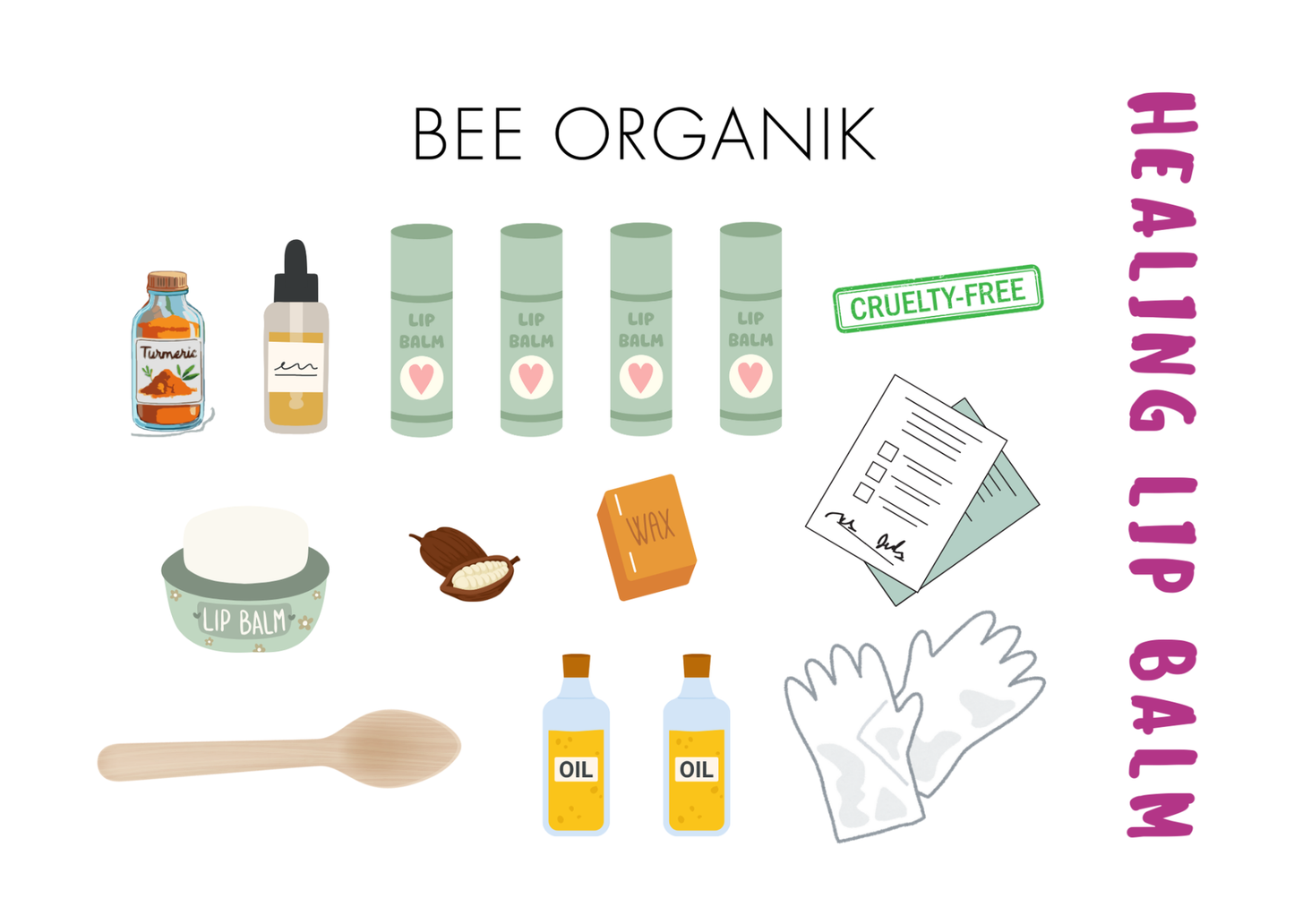 Bee Organik Gift Healing Lip Balm DIY Kit - Llama