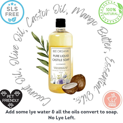 LAVENDER Pure Liquid Castile Soap 300ml (2 pcs)
