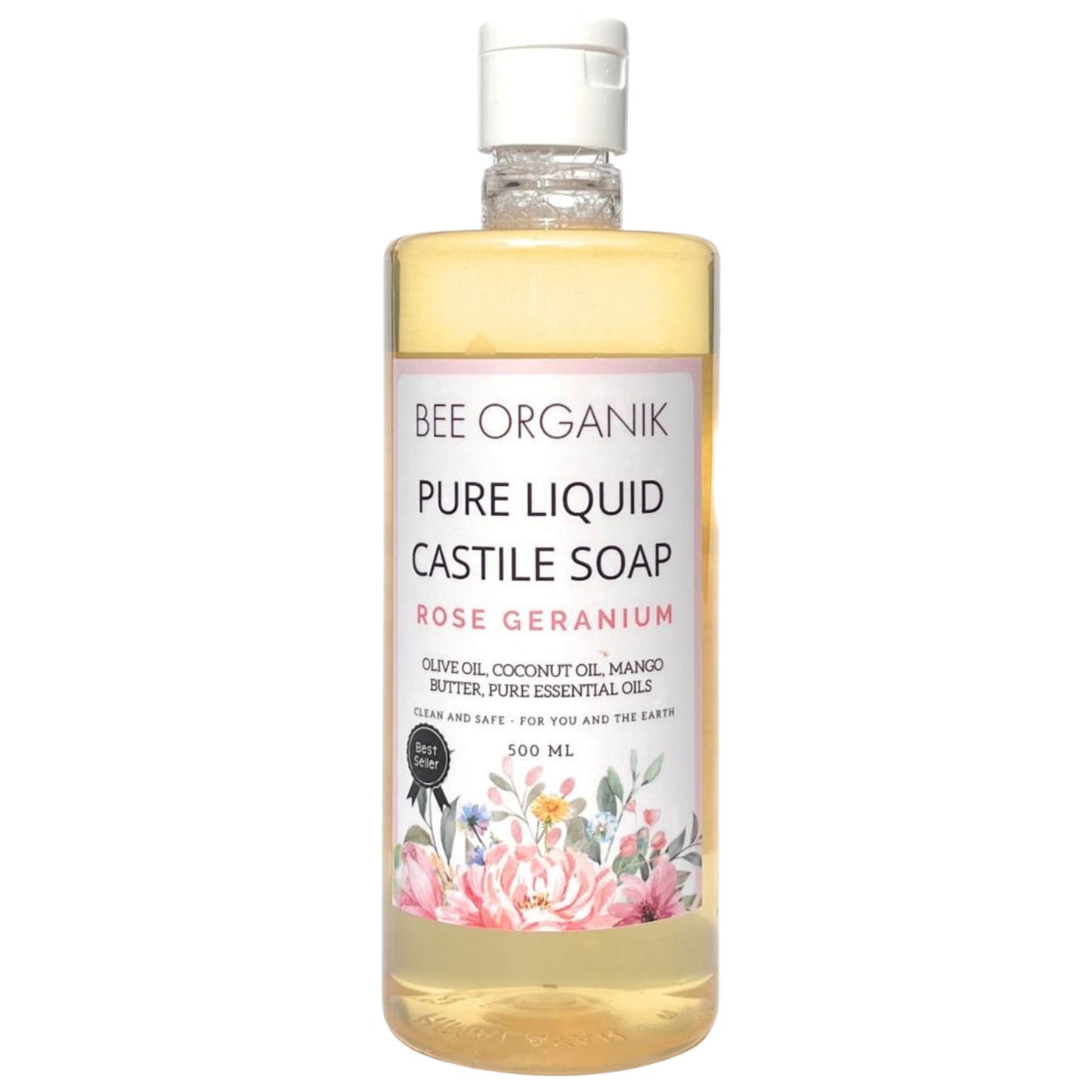ROSE GERANIUM PURE LIQUID CASTILE SOAP 500ml