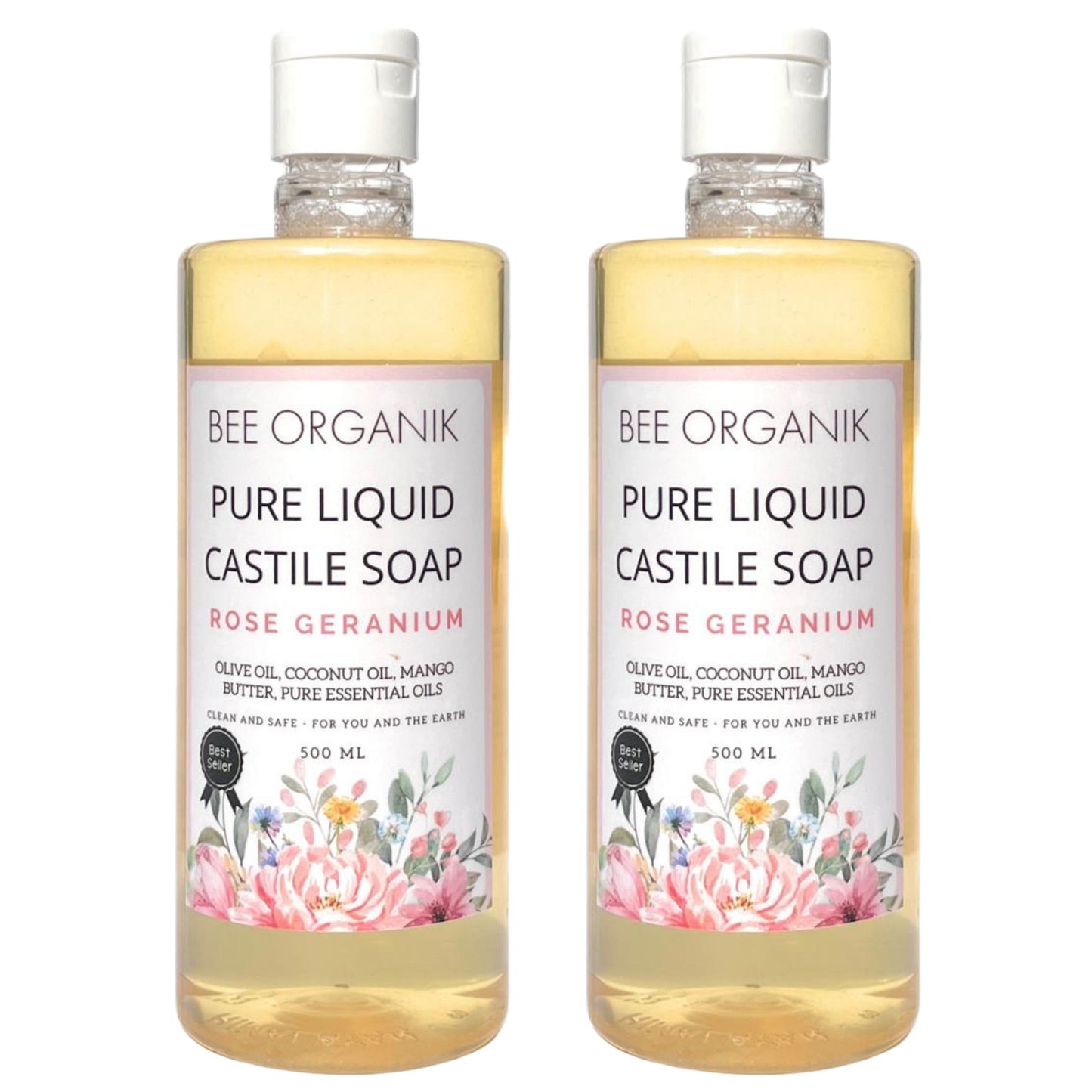 ROSE GERANIUM Pure Liquid Castile Soap 1 litre