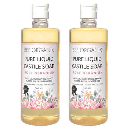 ROSE GERANIUM Pure Liquid Castile Soap 1 litre