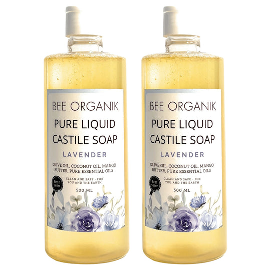 LAVENDER PURE LIQUID CASTILE SOAP  500ML X 2  (1 litre)