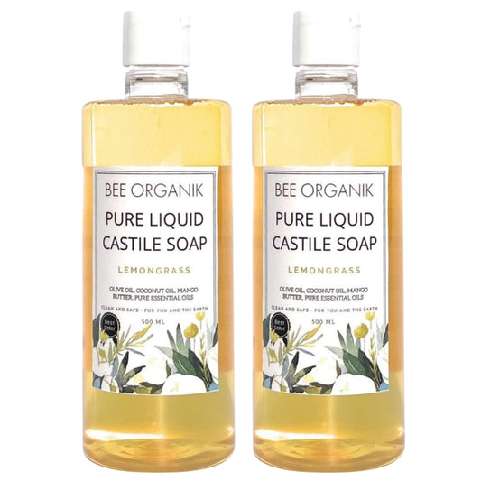 LEMONGRASS PURE LIQUID CASTILE SOAP  500ML X 2  (1 litre)