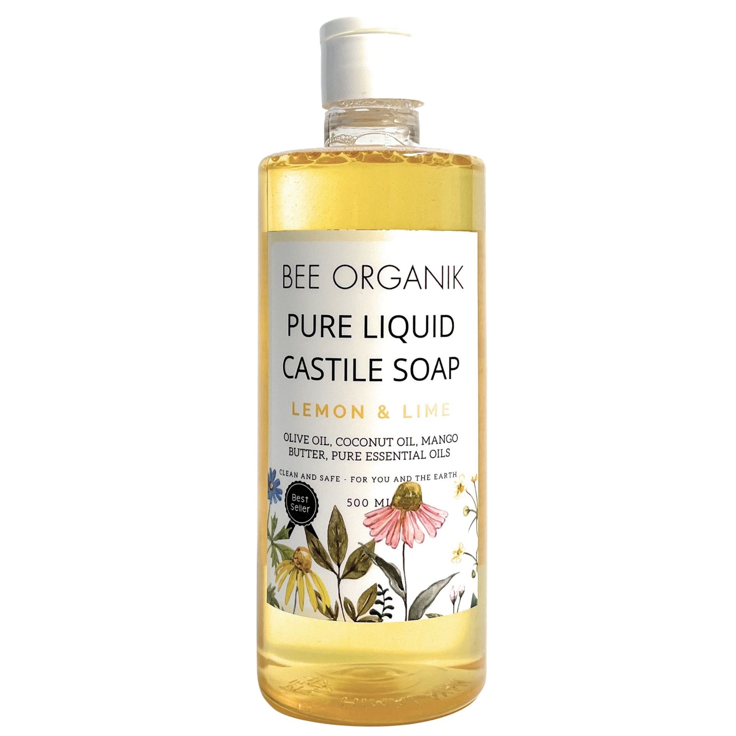 LEMON & LIME PURE LIQUID CASTILE SOAP 500ml