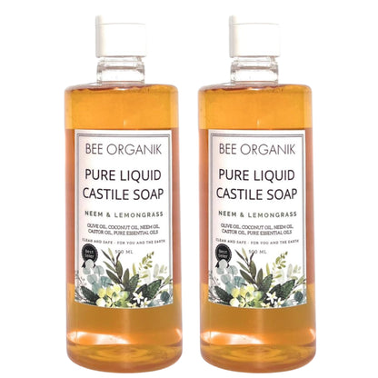 NEEM & LEMONGRASS Pure Liquid Castile Soap 1 litre
