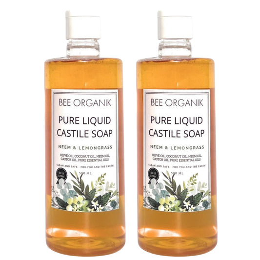 NEEM & LEMONGRASS PURE LIQUID CASTILE SOAP  500ML X 2 (1 litre)
