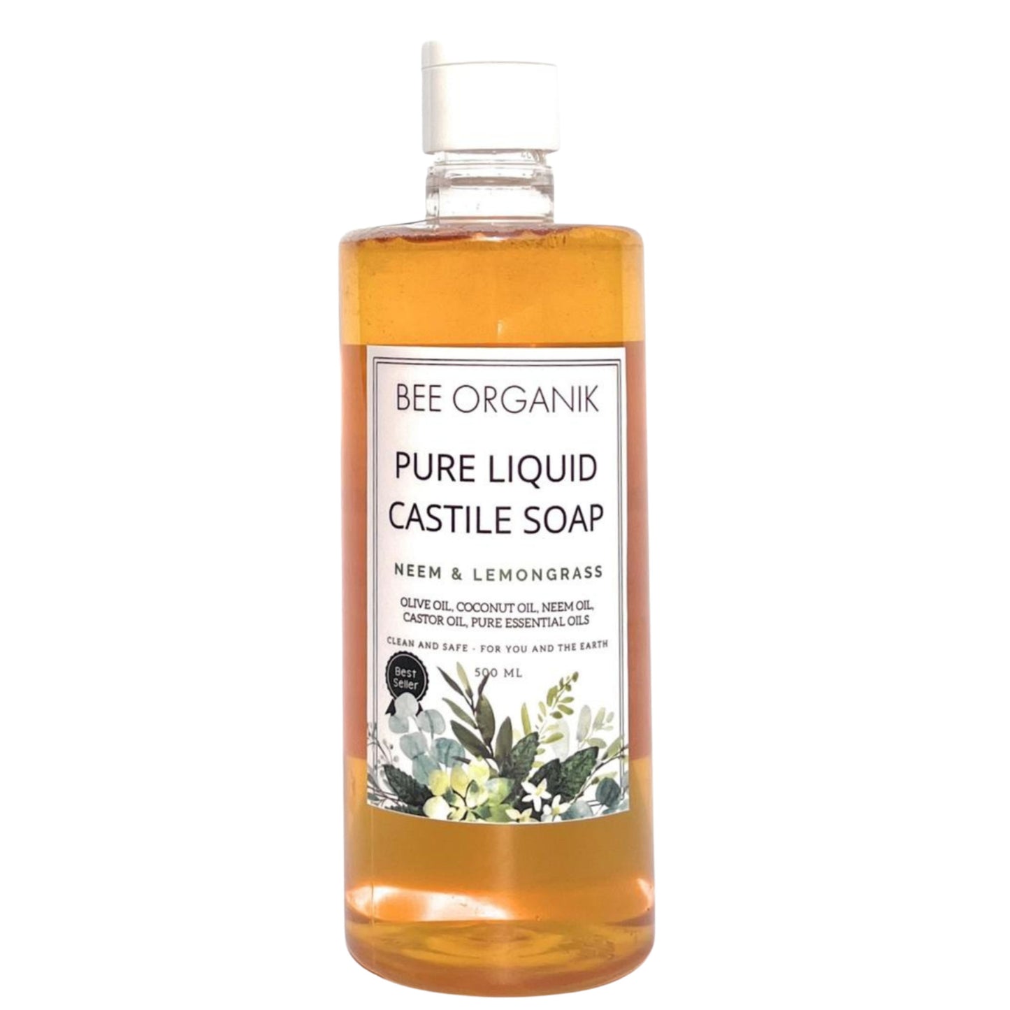 NEEM & LEMONGRASS PURE LIQUID CASTILE SOAP 500ml