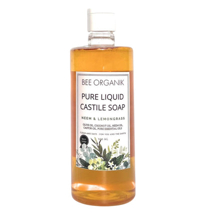 NEEM & LEMONGRASS Pure Liquid Castile Soap 500ml