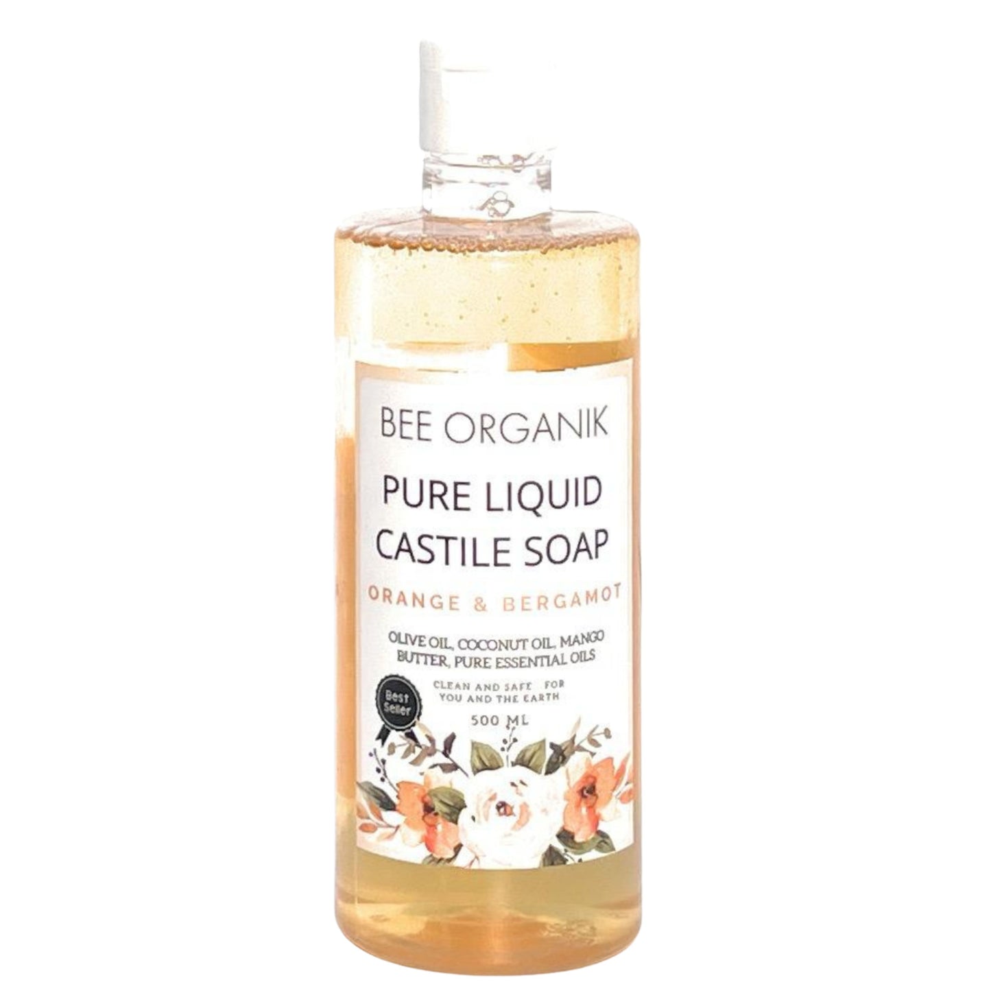 ORANGE & BERGAMOT PURE LIQUID CASTILE SOAP 500ml