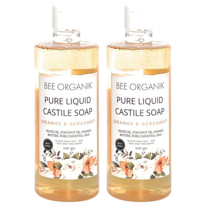 ORANGE & BERGAMOT Pure Liquid Castile Soap 1 litre