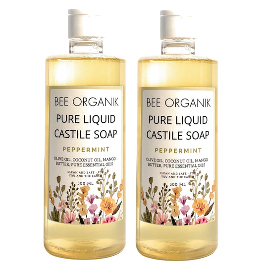 PEPPERMINT PURE LIQUID CASTILE SOAP 500ML X 2  (1 litre)