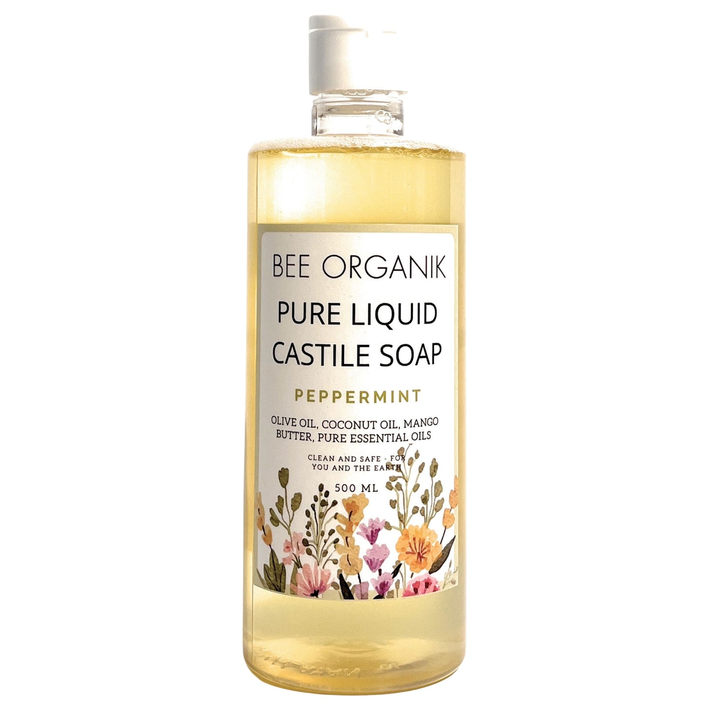 PEPPERMINT PURE LIQUID CASTILE SOAP 500ml