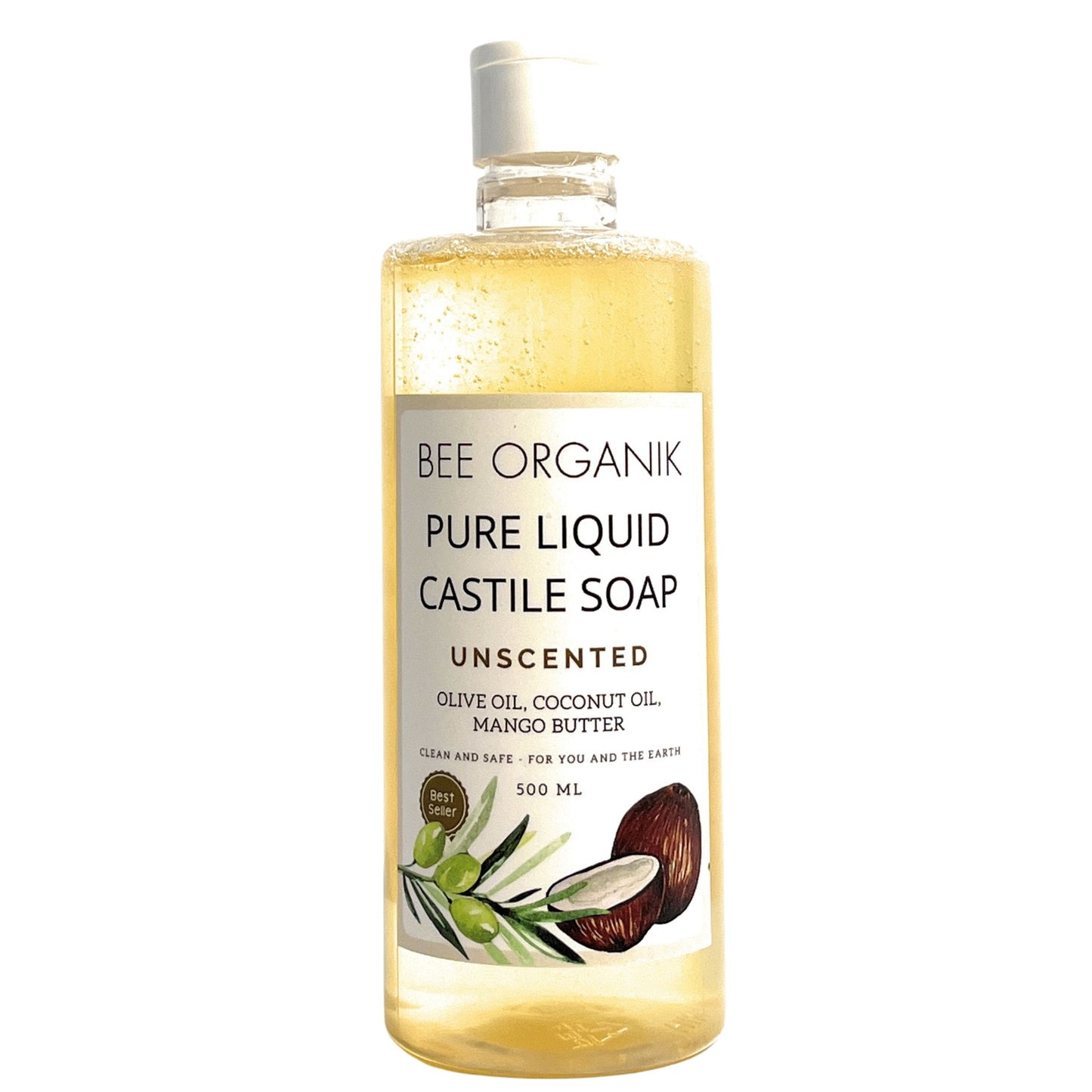 UNSCENTED PURE LIQUID CASTILE SOAP 500ml