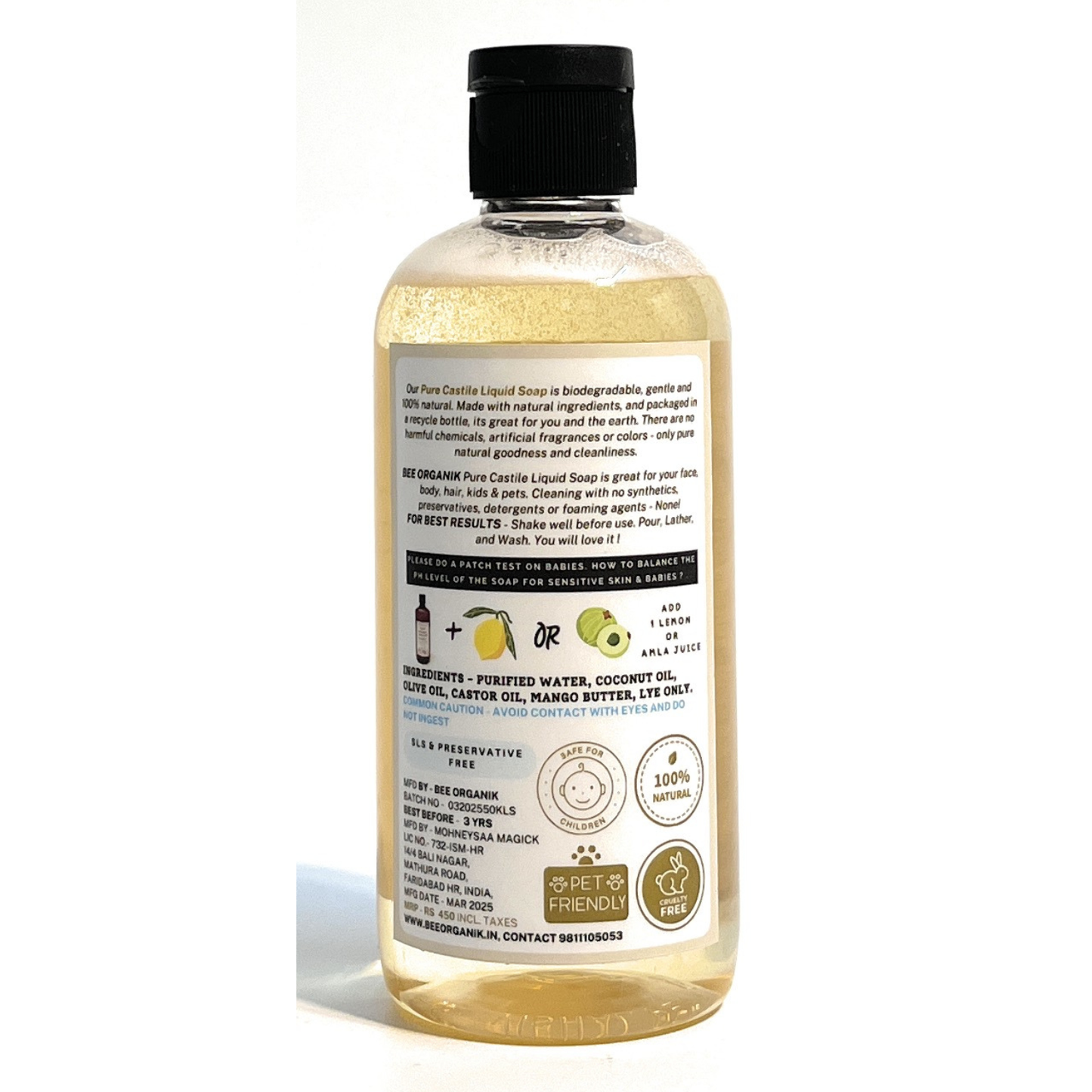 UNSCENTED PURE LIQUID CASTILE SOAP 300ml